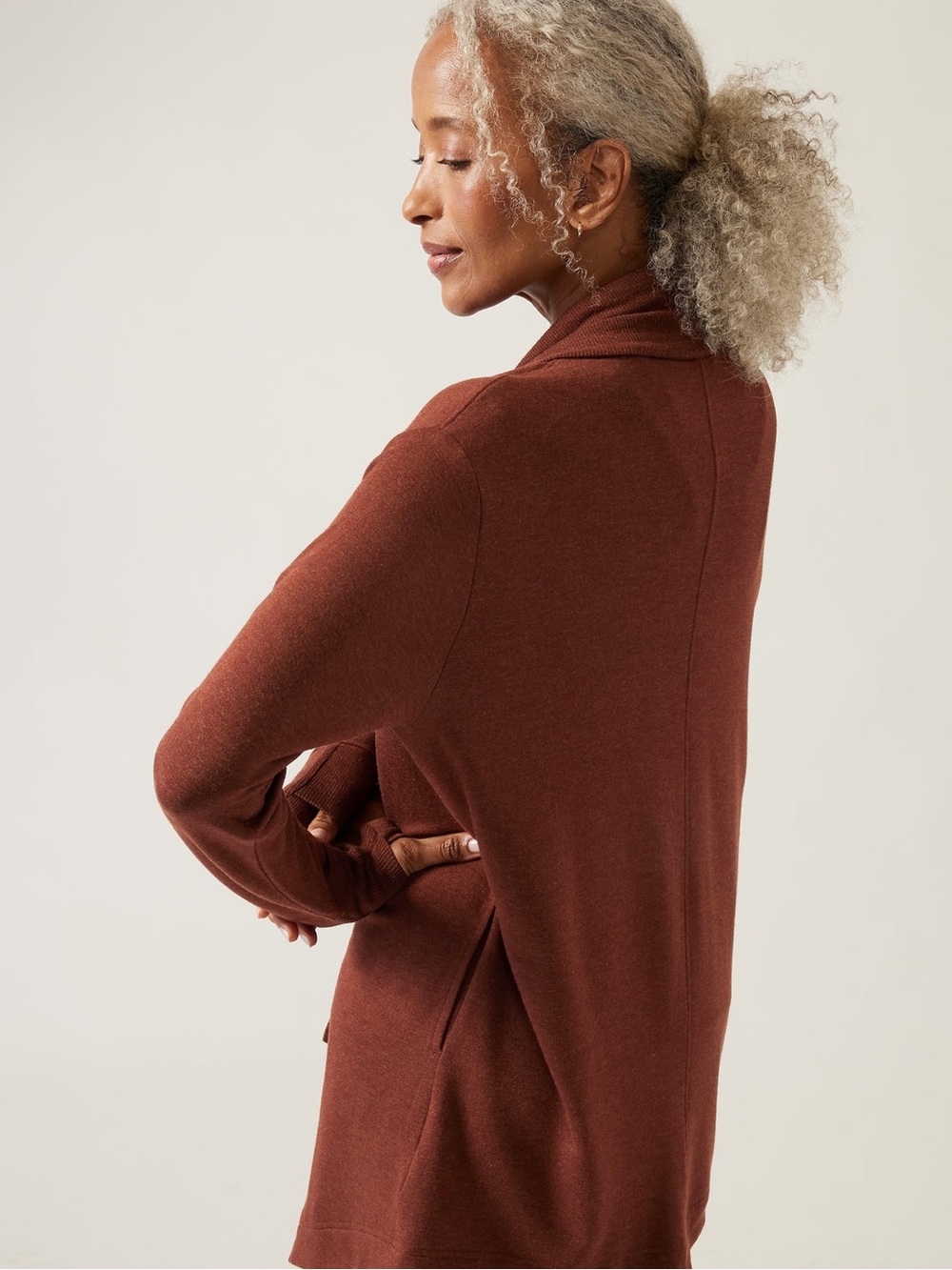 Athleta Mahogany Pockets Nirvana Prayanara Restore Wrap Cardigan - Picture 2 of 8
